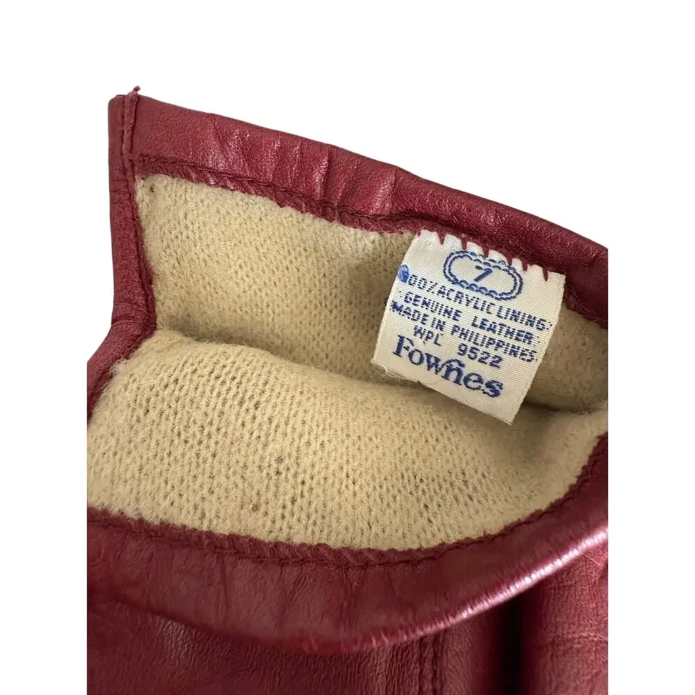 Vintage Fownes Burgundy Leather Gloves Genuine Leather | Acrylic Lined Women’s